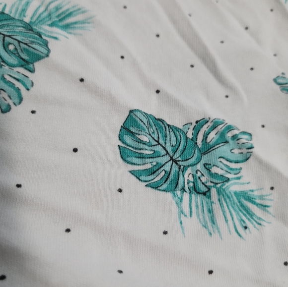 MyStyle 100% Cotton 1X White Tank With Polka Dots and Tropical Leaves - Picture 3 of 5